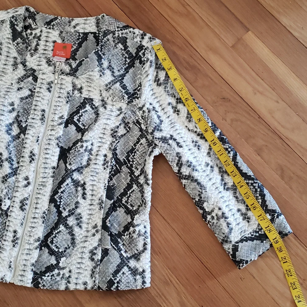 Hearts of Palm Faux Snakeskin Leather Zippered Jacket Women's Size 14 Large - Picture 9 of 12